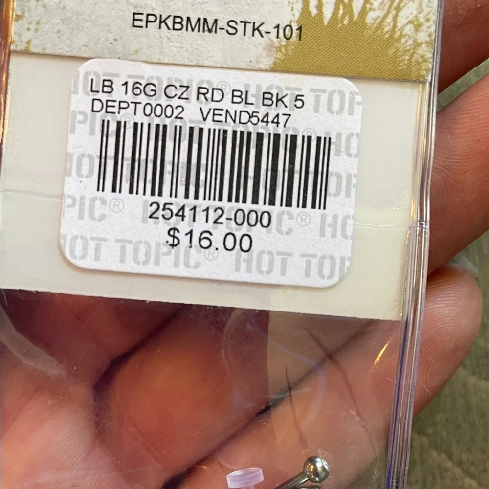 Silver Labret Jewelry, Hot Topic 16G 16 gage